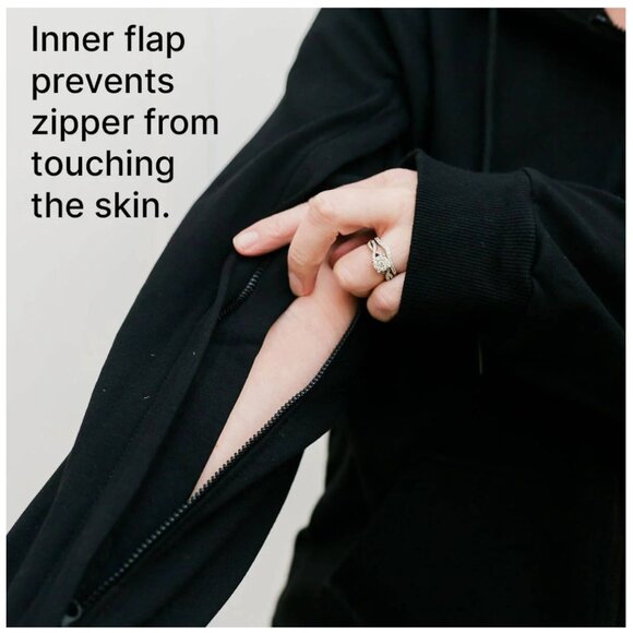 BeWell IV Zip Hoodie Sweatshirt Zip Sleeves IV Access (Black) - Picture 3 of 16